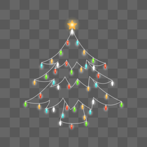 圣诞灯串彩色圣诞树图片
