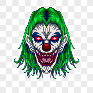小丑恐怖表情尖牙头发绿色图片