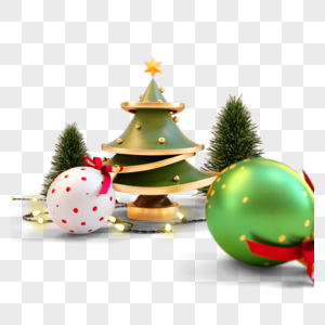 圣诞树3d立体绿色圣诞球图片