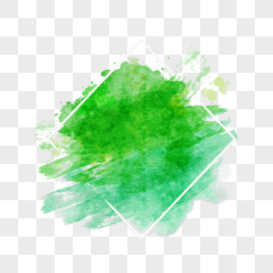 笔刷绿色晕染水彩风格图片
