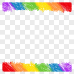细密涂鸦线条蜡笔彩虹边框图片