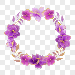 水彩紫罗兰花卉婚礼边框粉色图片