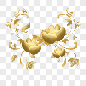 光效抽象金枝牡丹花卉植物图片