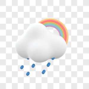 可爱彩虹多云小雨天气预报图片