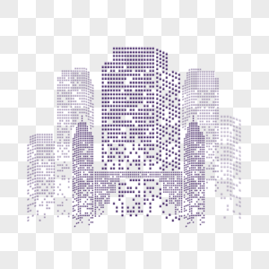 未来派抽象色块组合标志城市建筑图片