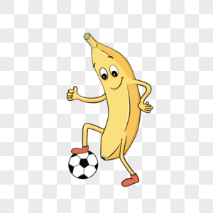 卡通香蕉人踢足球图片