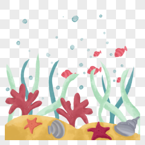 水彩海洋珊瑚生物鱼海星图片
