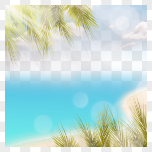 夏季植物沙滩海水边框图片