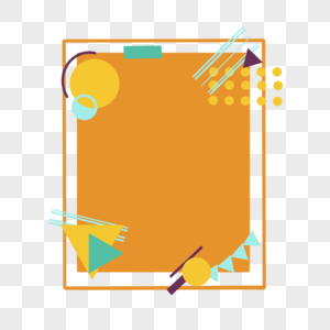 橘黄色背景孟菲斯几何边框图片