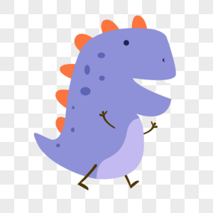 卡通可爱奔跑紫色小恐龙图片