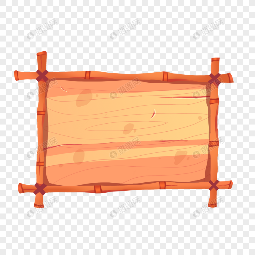 长方形木板牛皮纸竹子边框图片