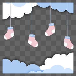 袜子挂件蓝色云朵婴儿可爱边框图片