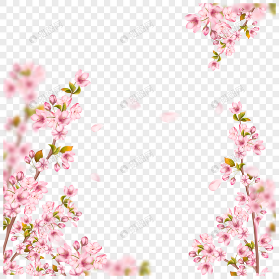 粉色精致的光效樱花枝条图片