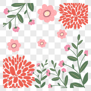 春季花朵枝叶装饰边框图片