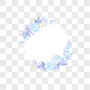 蓝色玫瑰婚礼圆形边框图片