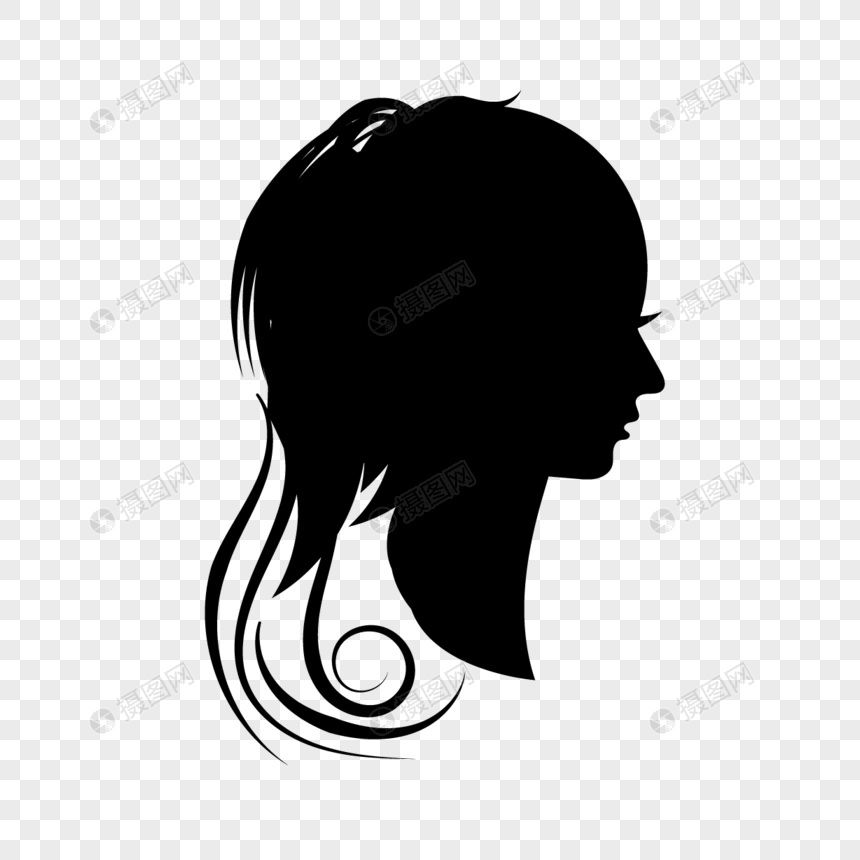 单色卷长发女人侧脸图片