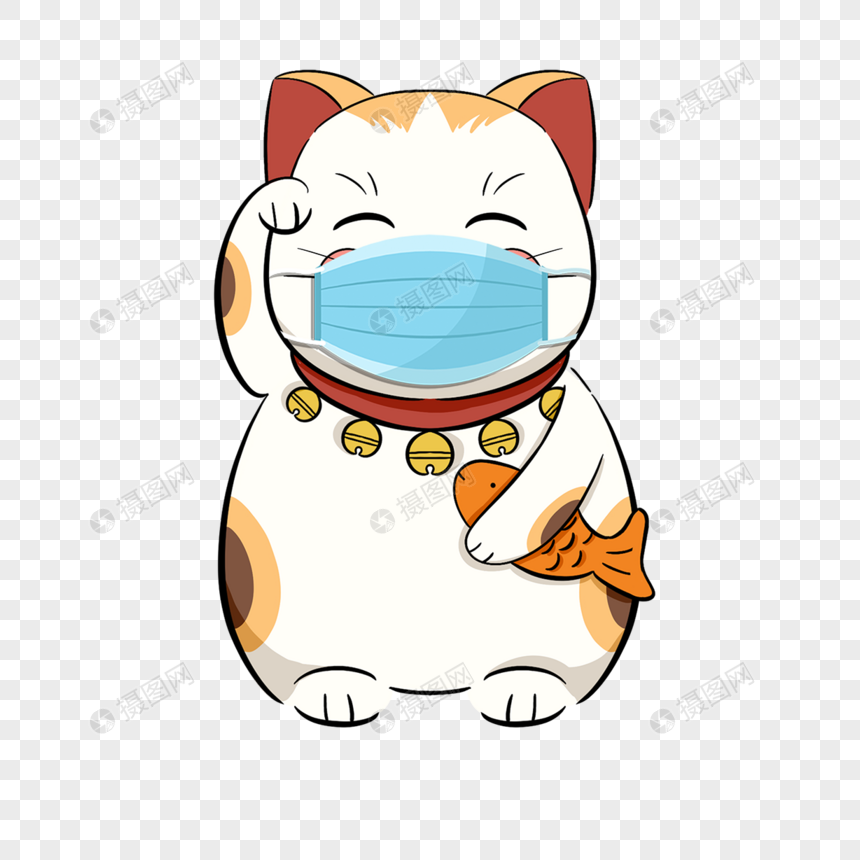 招财猫戴口罩防护