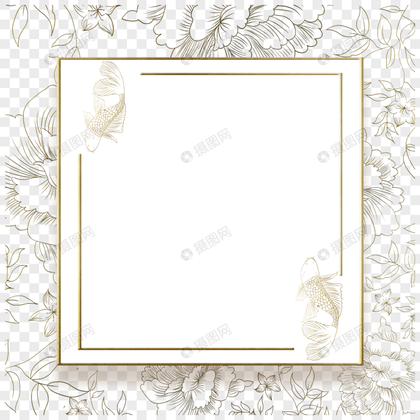 传统金色花纹复古背景框图片