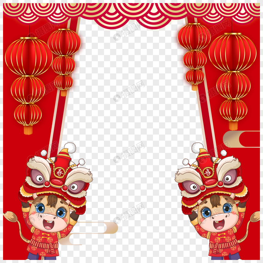 红色春节灯笼门图片