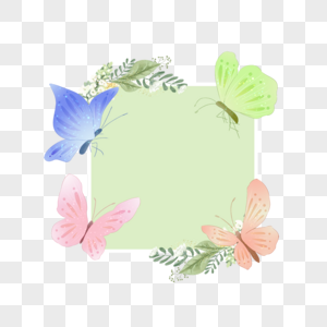 绿色春季蝴蝶花卉边框图片