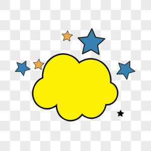 黄色云朵星星装饰对话气泡框图片