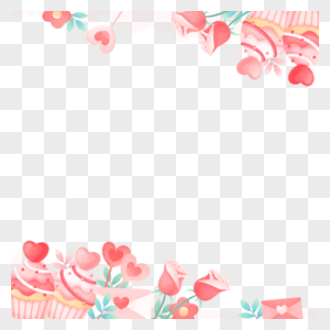 可爱蛋糕玫瑰粉人节边框图片