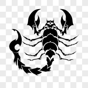 蝎子纹身黑白剪影图片