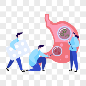 胃肠健康检查医疗扁平风格人物高清图片