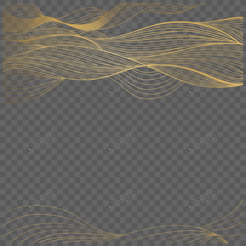 抽象金色线条波纹交叠边框图片