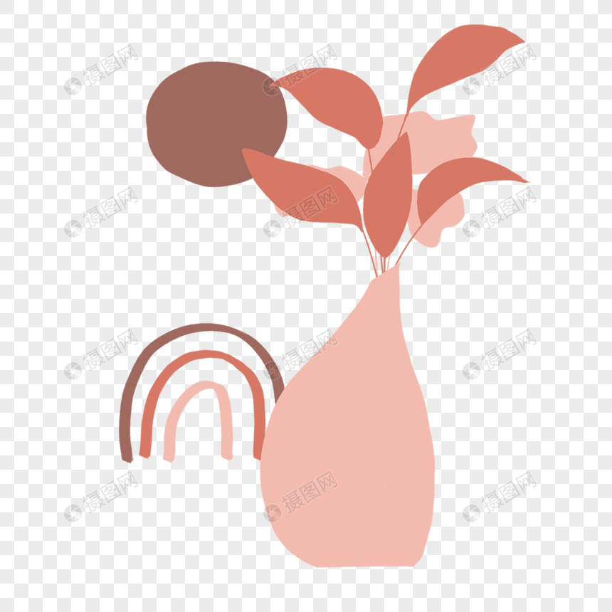 波西米亚极简主义花瓶粉色插图图片