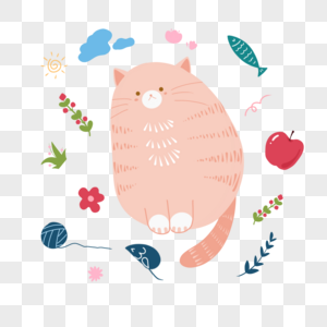 波西米亚风格猫咪涂鸦图片