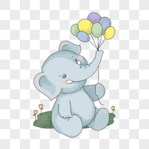 可爱水彩大象手拿气球图片