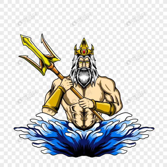 希腊海神奥林匹斯神海浪徽标图片