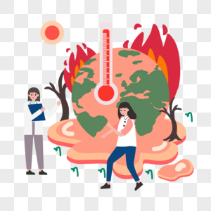 红色全球变暖极端天气插画图片