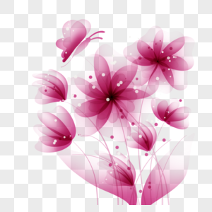 水彩金粉抽象粉色半透明花卉图片