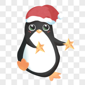 卡通风格可爱的企鹅圣诞帽图片