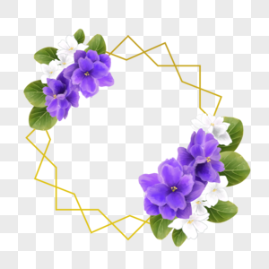 水彩紫罗兰花卉婚礼边框图片