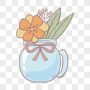 梅森罐装着花卉盆栽图片