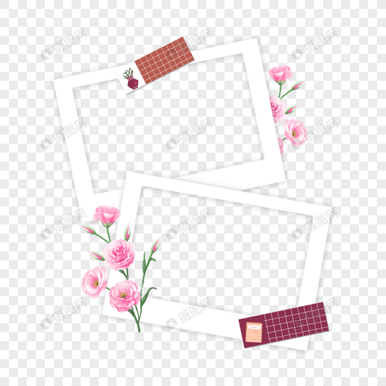 粉色可爱花束手账花卉相框图片