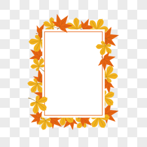 长方形枫叶秋天叶子边框图片