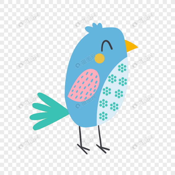 蓝色抽象图案可爱鸟类动物图片
