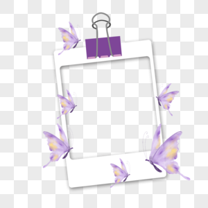 紫色水彩蝴蝶夹子宝丽来相纸图片