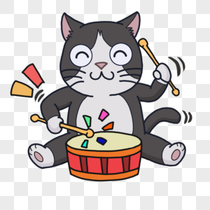 敲鼓音乐可爱猫咪图片