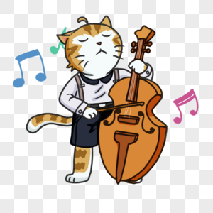 可爱猫咪大提琴音乐图片