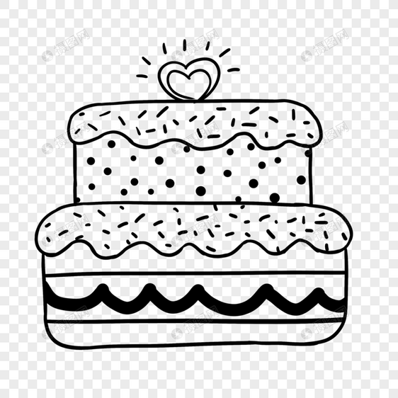 黑色生日快乐线稿双层生日蛋糕图片