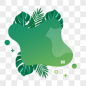 夏季热带树叶抽象流体边框绿色植物图片
