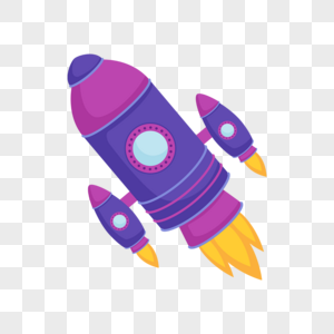 紫色卡通太空飞船图片