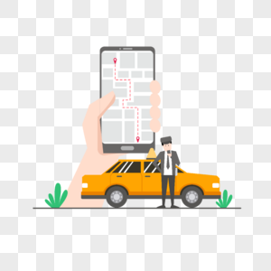 用手机应用寻找出租车地点图片