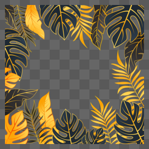 夏季黑金热带树叶环绕边框图片