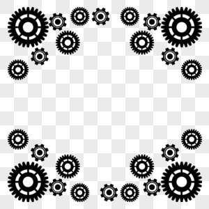 齿轮机械组合黑白边框高清图片